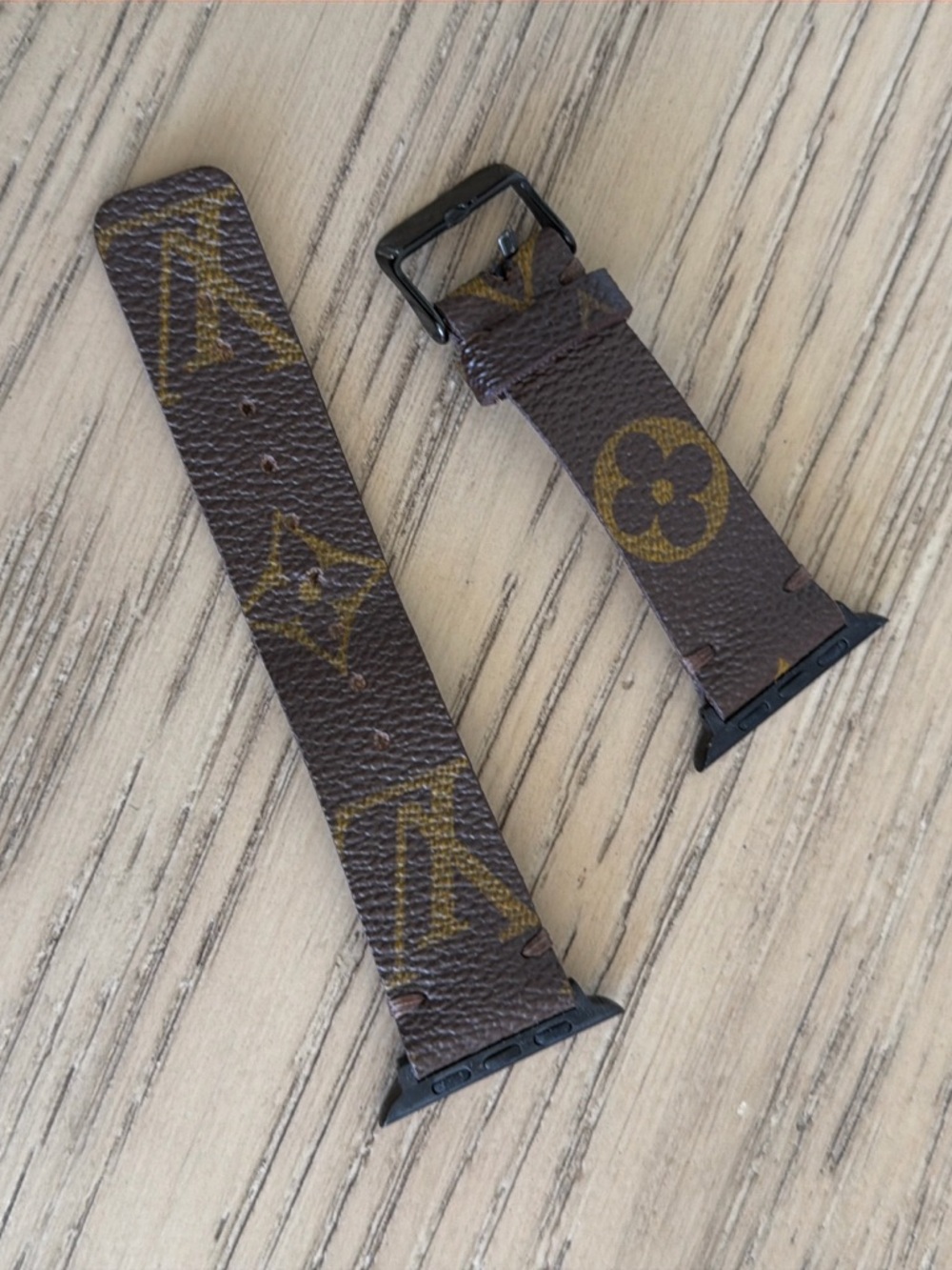 Louis Vuitton Monogram Leather Watch Strap in Brown and Gold - Picture 2 of 3